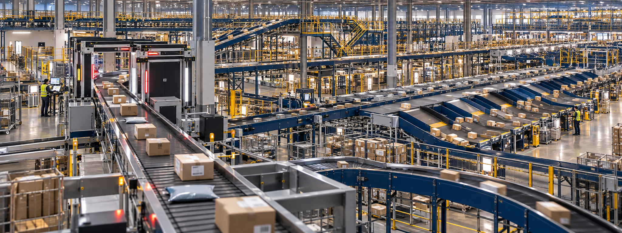 Interior of a large automated parcel warehouse